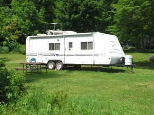 camper camping in the summer