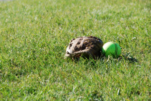 Baseball mitt and ball